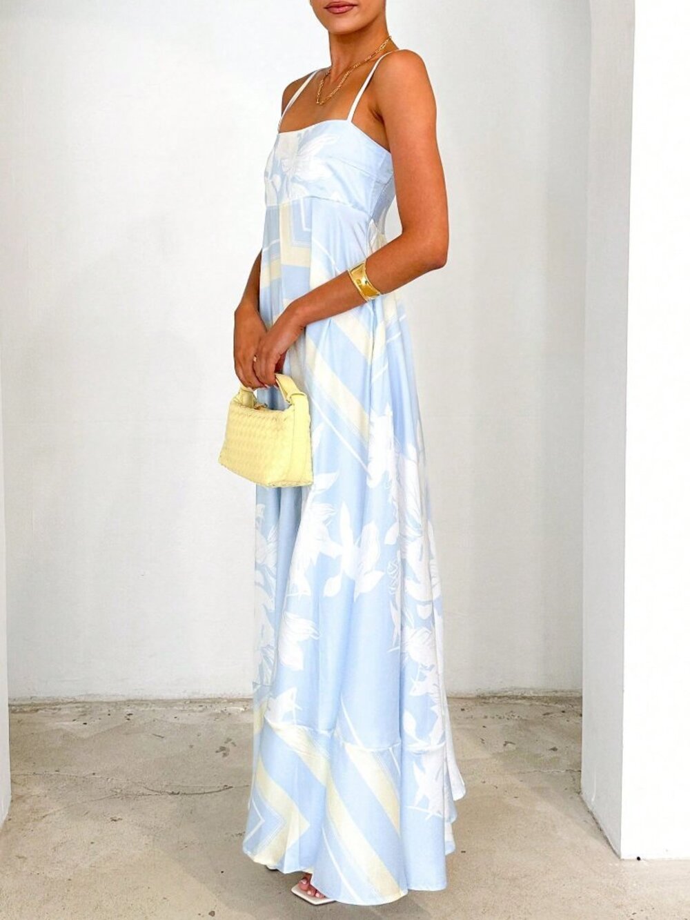 Baby Blue Boho Women's Y2K Maxi Spaghetti Strap Sleeveless Aline Dress - Picture 2 of 6